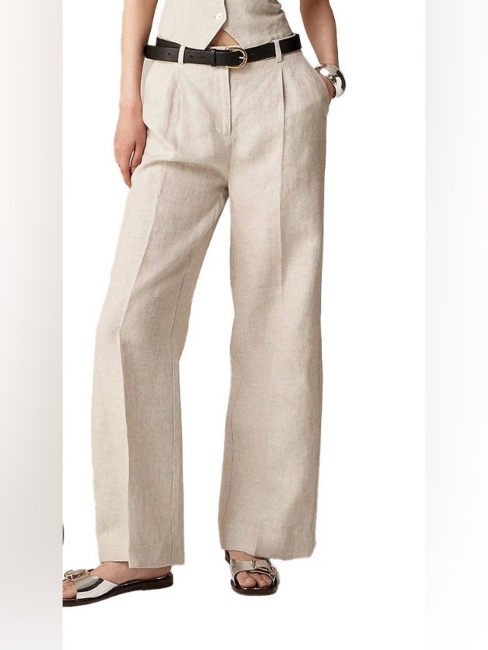 J Crew Essential Wide Leg Linen Pants